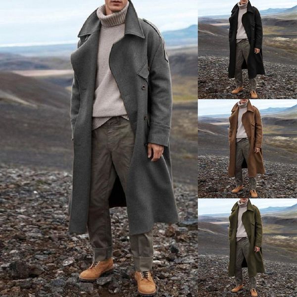 

men's wool blends jodimitty fashion men jackets autumn winter thick business trench coat 2020 new mens windbreaker outerwear, Black