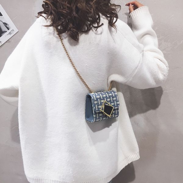 

mini bag women bag new 2019 korean version of the small square woolen chic chain shoulder messenger tide