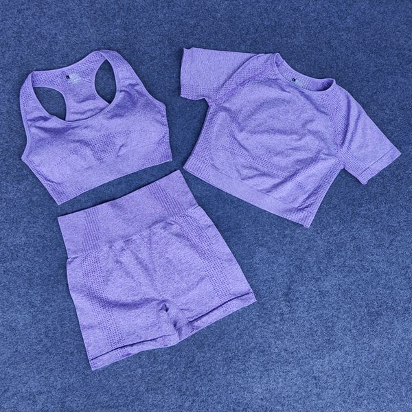 

vital бесшовные yoga бюстгальтер woman спортивная 3шт с коротким рукавом crop top + gym леггинсы + спорт лифчик женский фитнес спортивные ко, White;black