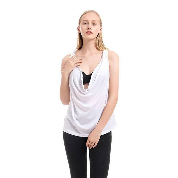 

2019 fashion women's camis vest solid color deep v-neck cami sleeveless summer ladies, White
