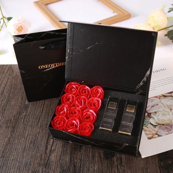 

16pcs scented rose flower petal bouquet gift box bath body soap gift for valentine's day wedding party