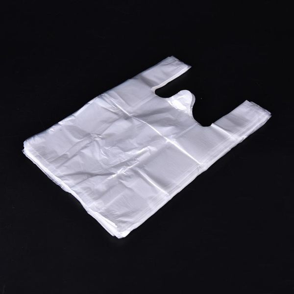 

100pcs supermarket white vest plastic carrier shopping hand bag packaging bags hot