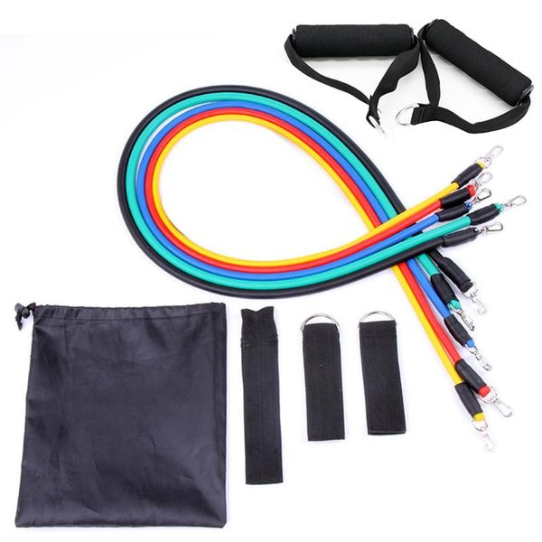 

11pcs / комплект resistance bands tpe тросового фитнес оборудование центр латекс труба педаль excerciser обучение тела тренировка резинка