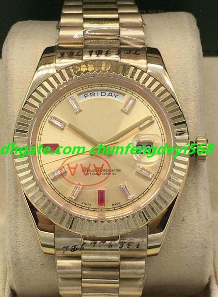 

luxury watch 3 style mens ii 18k gold 41mm diamond ruby watch box/papers 218235 automatic fashion date men's watches wristwatch, Slivery;brown