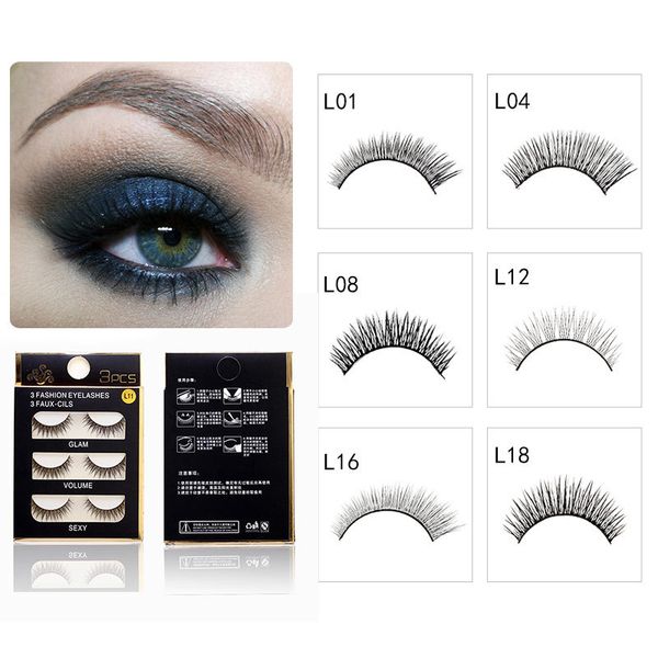

brand 3 pairs fake mink eyelashes 20 types handmade natural crisscross thick 3d makeup full strip false lashes cilios