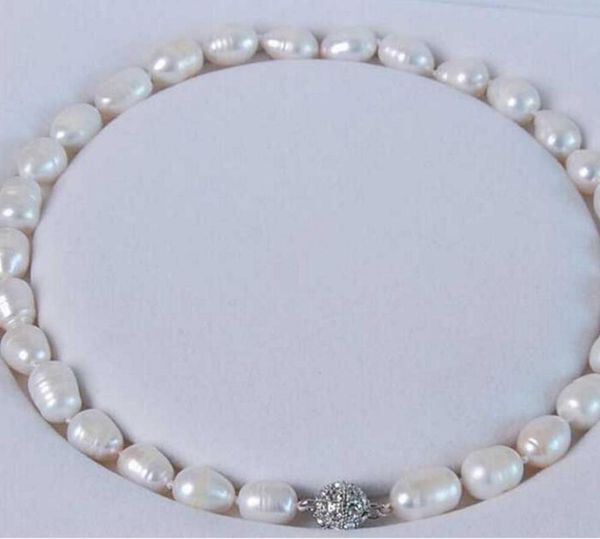 

large 11-12mm natural white real baroque cultured pearl necklace, Silver