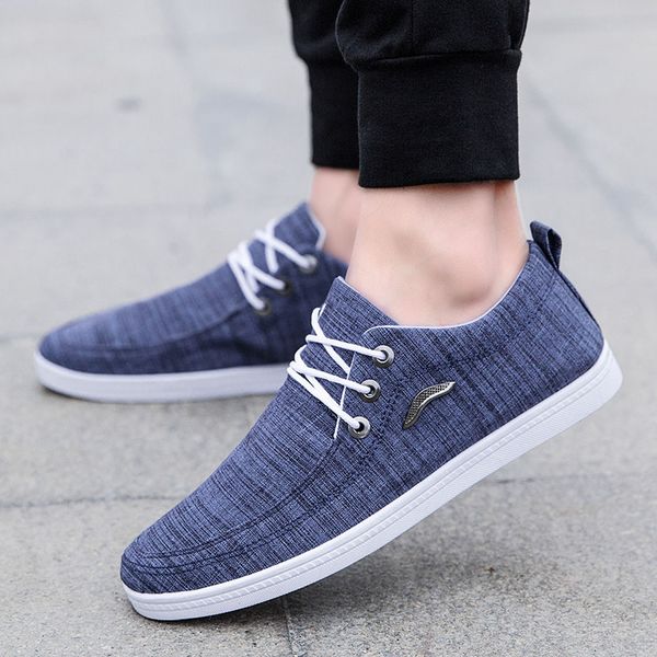 

muqgew casual shoes male fashion men outdoor canvas casual lace-up shoes men footwear lazy breathable sneakers plus size, Black