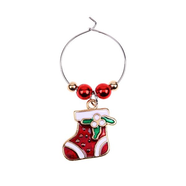 

1set christmas wine glass decoration charms party new year cup ring table decorations xmas pendants metal ring decor
