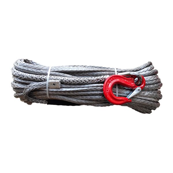 

8mm x 30m winch line uhmwpe fiber with hook gray color