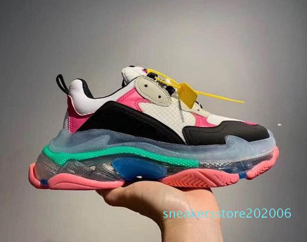 

women men luxury platform dad casual crystal bottom triple-s leisure designer shoes sneakers for men vintage old grandpa trainer chaus s06, Black