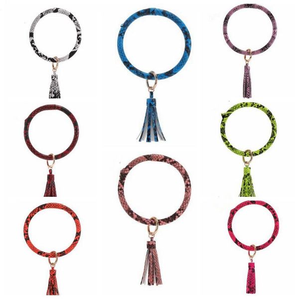 

keychain bracelets tassel leopard grain artificial snake leather printed fashion wristbands bag pendant holiday party gifts wy333q