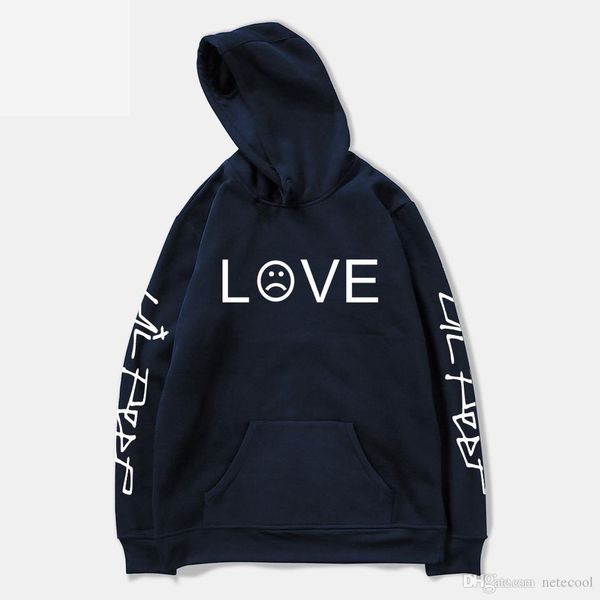 

pkorli lil peep love sweatshirt men women casual pullover hip hop lil peep rapper hoodies sad face boys hoody, Black
