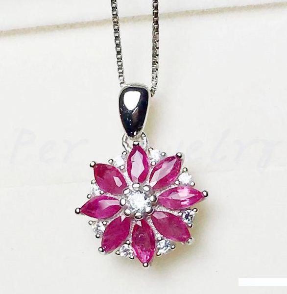 

ruby necklace pendant 925 sterling silver natural origin ruby or emerald 0.25ct*8pcs gemstone #xy18071912