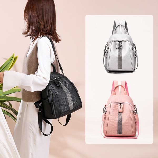 

wholesale-brand 2019 new backpack leather woman big zipper backpack student fashion bag woman leisure travel bag