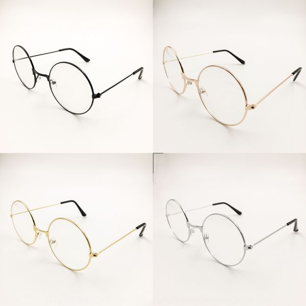 

black yuan harajuku frame men's and women's fashionable ultra light decorative glasses frame metal round plain glasses crown mirro, Silver