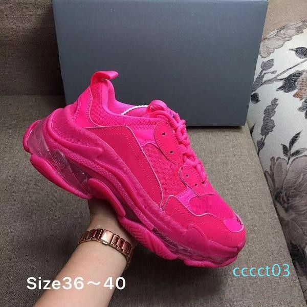 

2020 wholesale designer 17fw triple s adds a clear bubble midsole sneakers mens women neon green luxury increasing brand casual dad 3ct, Black