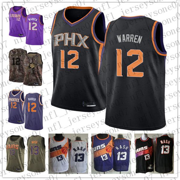 

custom men's women youth phoenix suns 12 t.j. warren 13 steve nash purple throwback basketball edition nba jersey, Black