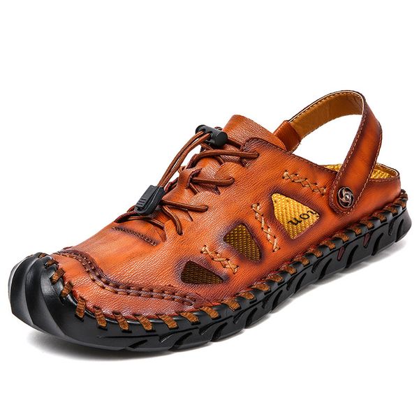 

new classic leather men soft sandals shoes summer leisure beach roman men sandals sandals slippers soft bottom, Black