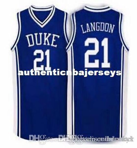 

factory outlet #21 trajan langdon duke blue devils basketball jersey blue white embroidery stitched personalized custom any size and name, Black;blue