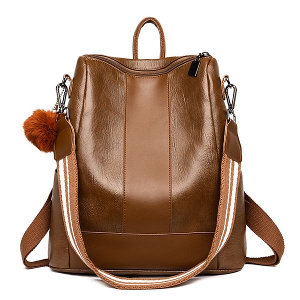 

thick pu leather large women's new style casual backpack outdoor diaper bag wide-strap single-shoulder bag backpack