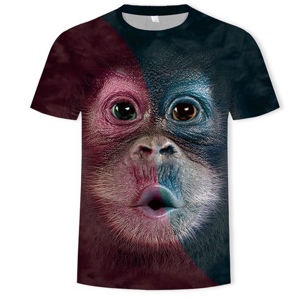 

mens 2020 luxury tshirt 3d digital printing monkey tees short sleeve crew neck male clothing, White;black