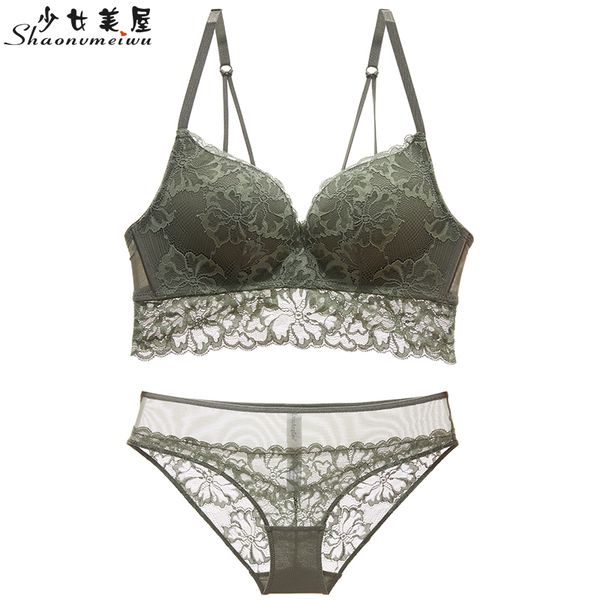 

shaonvmeiwu европейские и американские собрались дама кружева сексуального комплекта нижнего белья глубокого v соблазн бюстгальтер крышка зе, Red;black