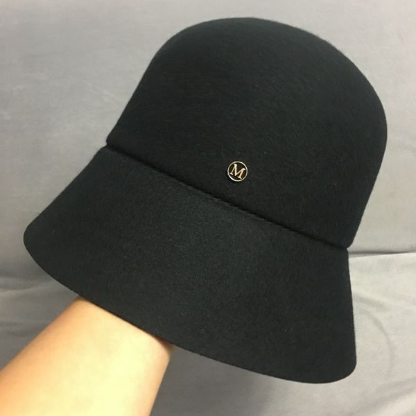 

classical black warm wool cap outdoor cloche round bucket winter hat women floppy felt hat 1920s fedora fishing hunting sun, Blue;gray