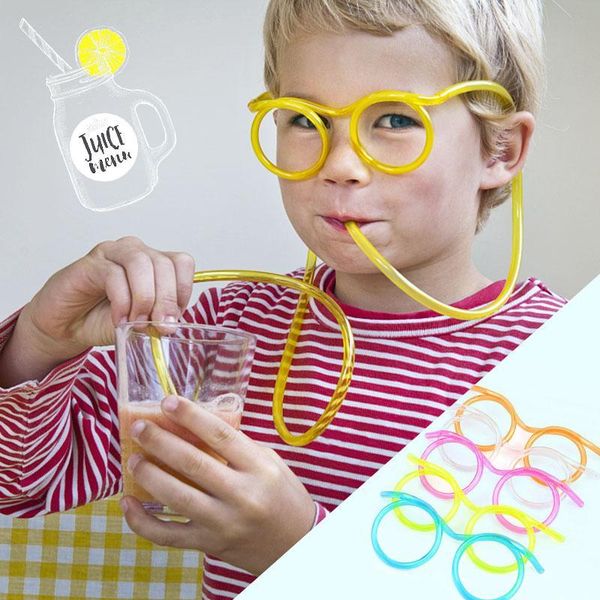 

novelty soft flexible glasses straw glasses drinking tube fun drinking kids birthday party children days gifts