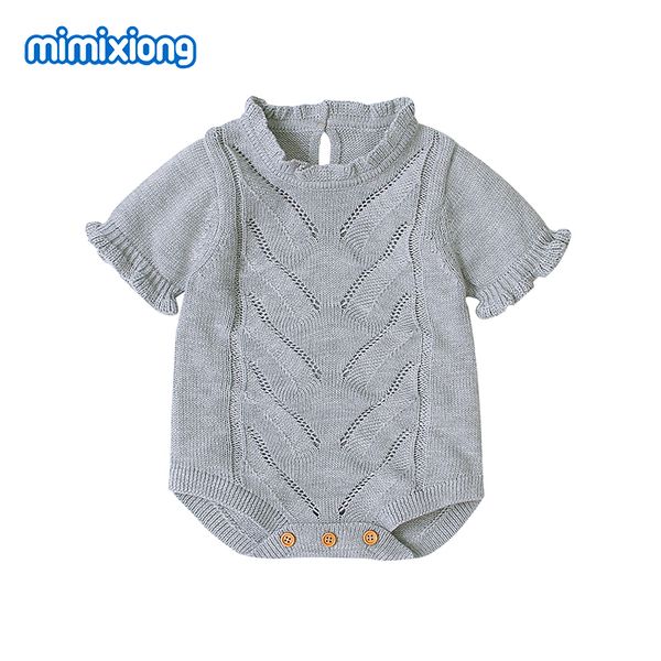 

summer 2019 newborn girl clothing candy color knitted baby short sleeve bodysuits infant bebes jumpsuits outfit children overall, Blue