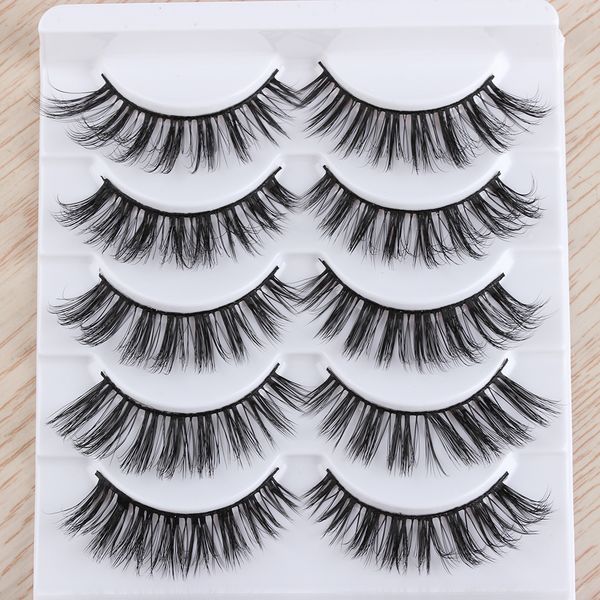 

5 pairs handmade 3d messy long false eyelashes wispy flutter lashes natural long volume fake eye lashes extension tools