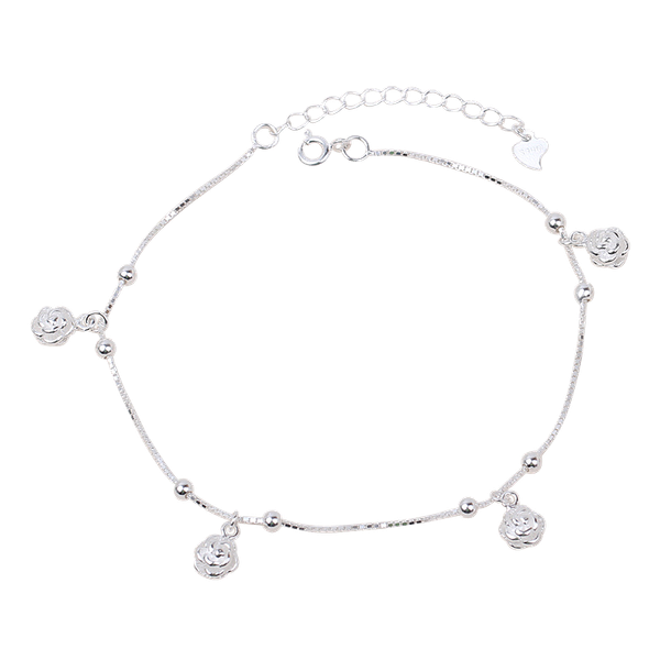 

s990 fine silver anklet womens korean version of the simple personality rose girls sterling silver smaller design armlets, Red;blue