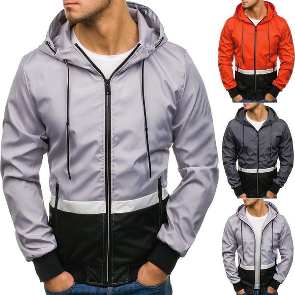 

men europe and america solid color casual hooded jacket outdoor mountaineering clothing coat 3905, Black;brown