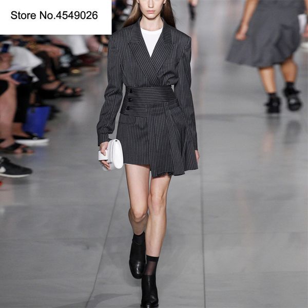 

elegant buttons long women coat vintage striped office ladies blazer office 2019 autumn slim irregular trench ladies h6807, Tan;black