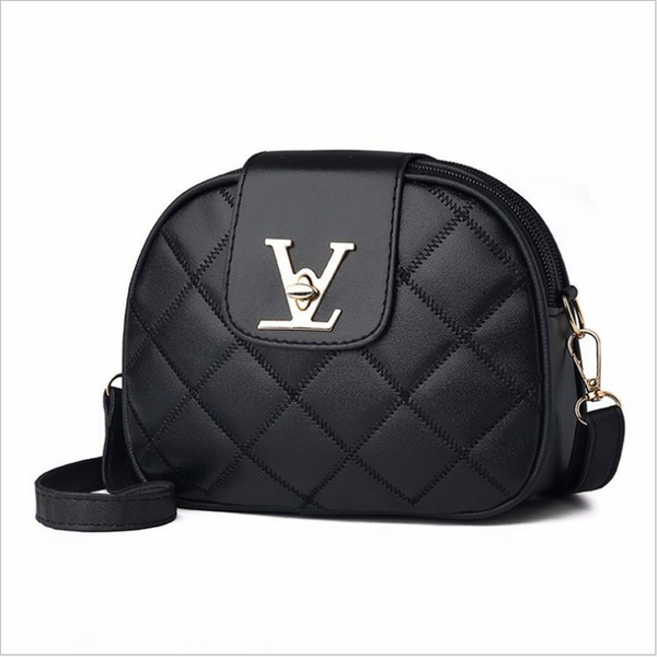 

new fashion three-layer lock lock rhombic embroidery thread packet 2019 tide package semi-circle bag shoulder messenger bag