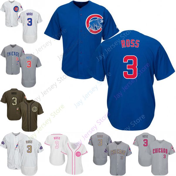 

2019 Chicago 3 David Ross Jersey Cubs Jerseys Cool Base Flexbase Home Away White Black Red Grey Pullover Button Men Women Youth