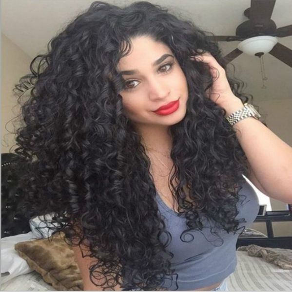 

wig female front lace european and american long curly hair african small curly hair fluffy chemical fiber headgear