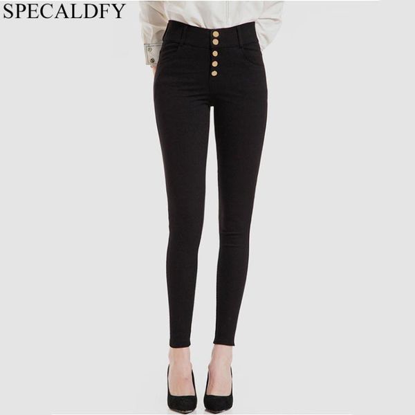 

women's pants & capris -6xl 5xl 2021 plus size button high waist women black blastic skinny stretchy trousers pantalon femme, Black;white