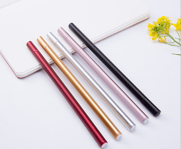 

100pcs/lot metal feel gel pen creative black signature pen 0.5mm stationery office writing supplies gp747