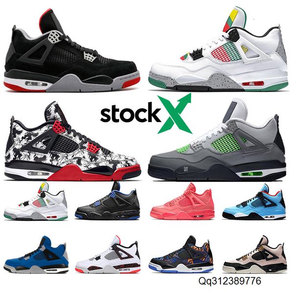 

2020 quality carnival court purple bred 4 men basketball shoes white cement pure money 4s men shoes jumpman sports sneaker