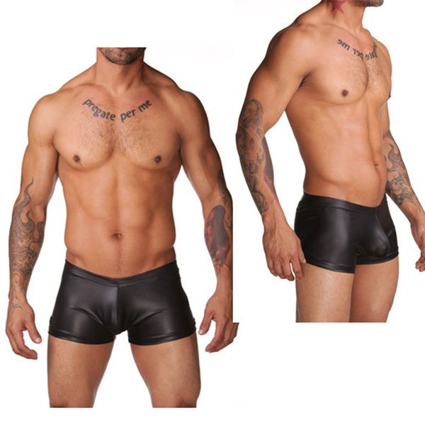 

shorts trunks pant nightwear underwear black color men faux leather boxer