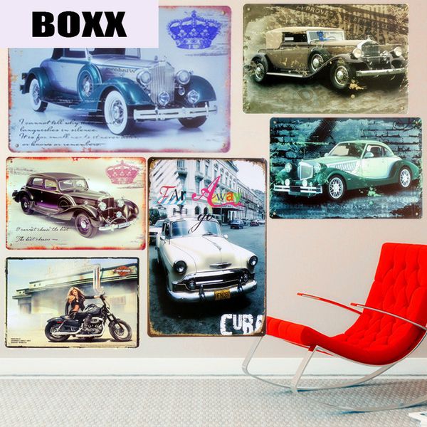 

luxury car plaque vintage metal tin signs bar pub car decorative plates noble car wall stickers iron poster home decor mn32