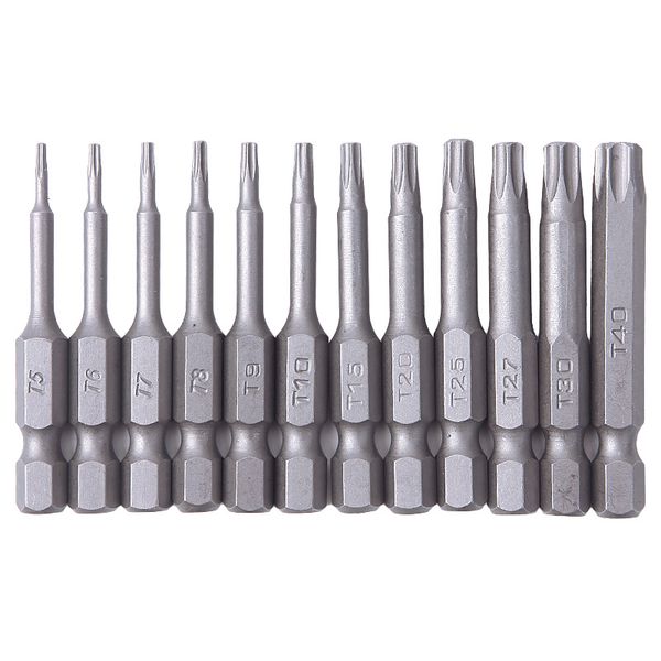 

1 set 8/12pcs 50mm set security tamper proof magnetic screwdriver drill bit screw driver bits hex torx flat head 1/4" hand tools
