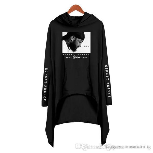 

nipsey hussle women hoodies designer long sleeve 3d printed dress usa rapper lady loose fashion clothing, Black