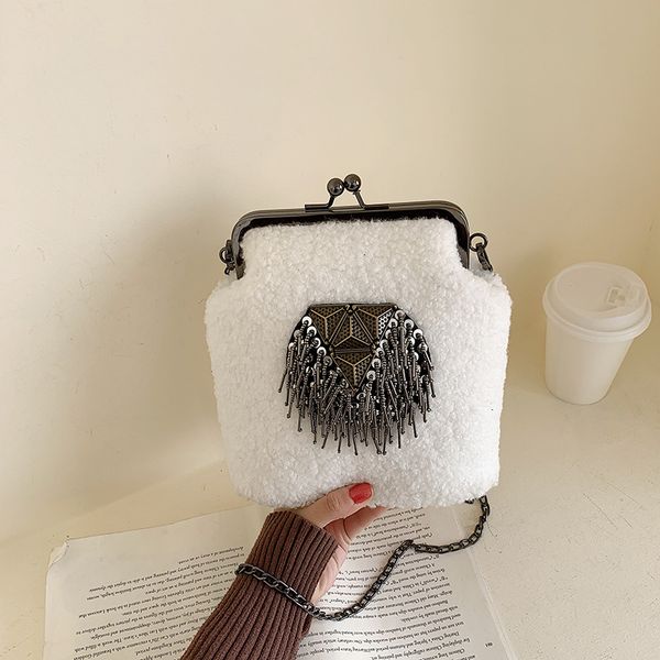 

winter casual clip bag women messenger bag plush black 2020 lady shoulder crossbody brands all-match tote bags ins purse sac