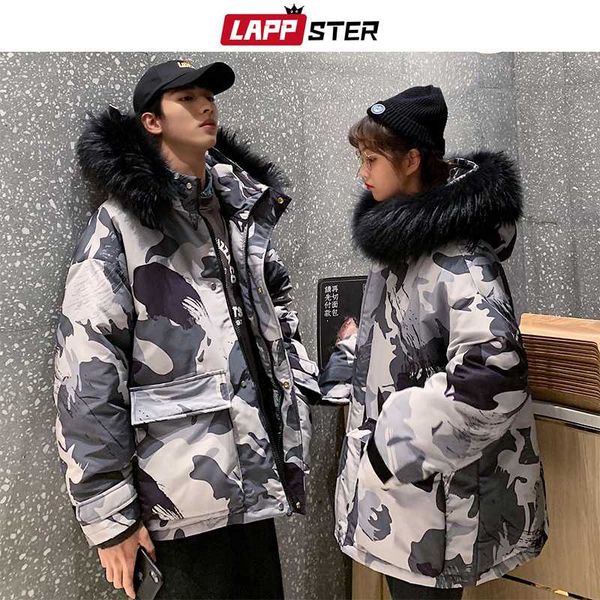 

мужчины камуфляж streetwear parka зимняя куртка 2019 мужские camo меха с капюшоном ветровки мужской корейский bubble пальто puffer jacket, Black