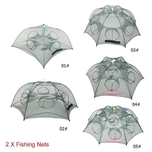 

2pcs folding portable fishing net minnow shrimp crab mesh trap