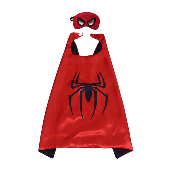 Costume a tema multi-stile Cosplay Mantello da supereroe Maschera Set per bambini Raso a 2 strati 27 pollici Cartone animato Bambino Halloween Natale Regali di compleanno Bomboniere