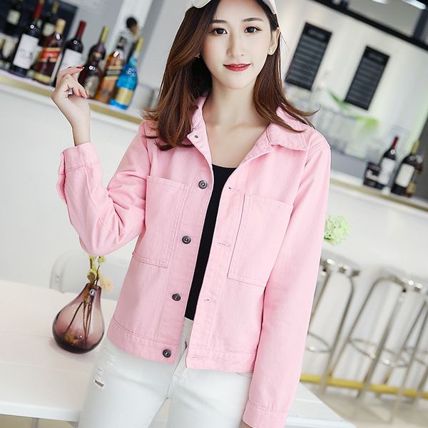 

joker coat casual college style classic long sleeve denim jacket loose lapel denim jacket sweet, Black;brown