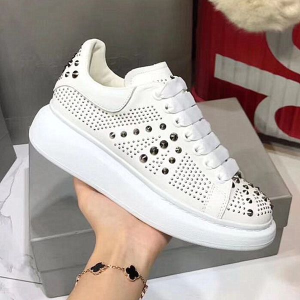 

fashion designer women's shoes luxury casual shoes men's leather velvet white rivets comfortable flat shoes size 36-45, Black