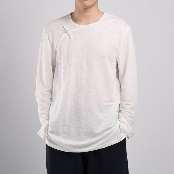 

brand long sleeve shirts pure chinese style cotton retro shirt men solid casual male loose camisa ts-388, White;black